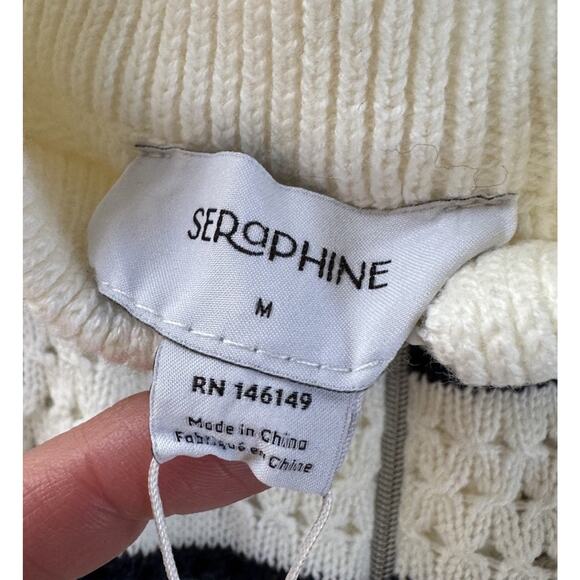 NWT Seraphine 1/2 Zip Stripe Sweater Size Medium Women’s White - Picture 3 of 9